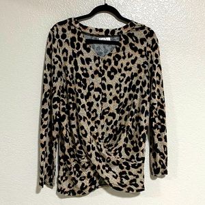 Maurice’s 24/7 leopard print blouse v-neck strap size medium